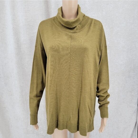 Eileen Fisher Sweaters - Eileen Fisher Green Merino Wool Turtleneck Sweater Women's Large